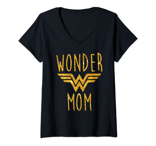 Donna Wonder Mom Superhero divertente festa della mamma Pun Maglietta con Collo a V