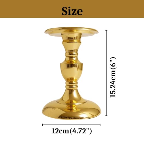Image of Gold Plated Small Candle Stand | Candle Holder | Modern Design Candle Pillar Candle Holder for Home Decoration | Diwali | Festival | Christmas | (Small, 6 inches, Gold