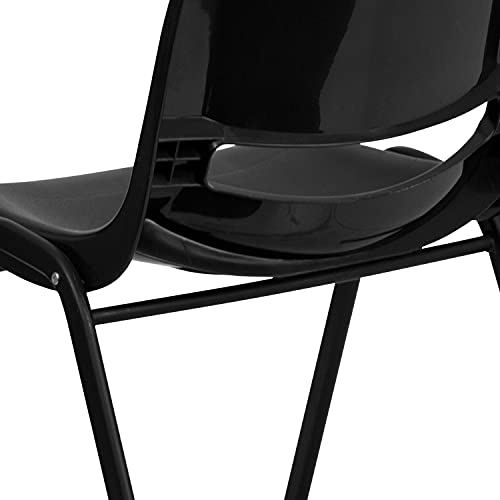 Emma + Oliver Kid's Black Ergonomic Shell Stack Chair - Black Frame And 14" H Seat #TOP4