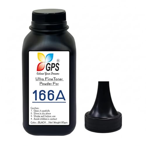 Image of GPS Colour Your Dreams 166A Toner Powder Refill | Ultra Fine Black Toner for HP W1660A Laser Printer Cartridge | Compatible with HP 1008a, 1008w, 1188a, 1188w, 1188fnw Printers (80g) (166A Bottle - 1)