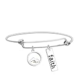 Uloveido Brazalete de fe de acero inoxidable de 2,5 pulgadas de plata de mostaza real pulseras encanto joyería para regalo inspirador cristiano Y558, Adjustable, Metal, Semilla