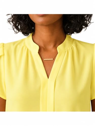 Image of Keiraa Polyester Women Blouse Half Sleeves Office Lady Shirt Women Regular Fit Tops, Lemon, Large