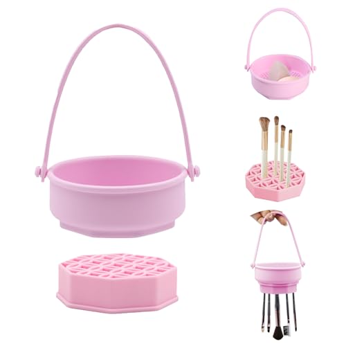KASESSS 3 in 1 Limpiador Brochas Maquillaje, Silicona Limpiador de Brochas de Maquillaje Extraíble Limpia Brochas Maquillaje Makeup Brush Cleaner para Limpieza Secar y Almacenar de Pinceles Cosméticos