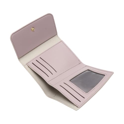 1Pcs Card Wallet 3-Fold Glossy Wallet PU Leather Purple 11.5x8.5cm3