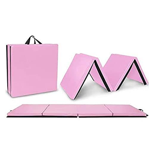 HONSAN トレーニング用 体操マット 大型 折りたたみ 240×120×5cm リングフィット ストレッチ エクササイズ 鉄棒 運動 プレイマット ヨガマット 防音 室内 家庭用 連結可能 (ピンク)
