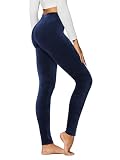 Conceited Velvet Leggings for Women - Soft Warm Velour Pants - Navy Blue - Large
