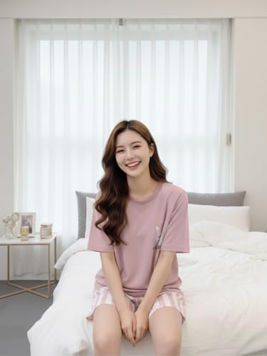 Image of Celary Korean Women's Pyjama Set|Cute Printed T-Shirt & Shorts Set|Soft Cotton Blend Women Night Suit Sleepwear| Shorts Set for Women