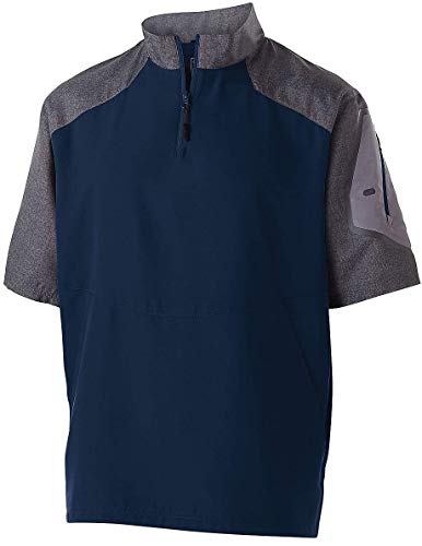 Image of Holloway Unisex Ultra-Lightweight Aero-TecO Raider Short-Sleeve Warm-Up Pullover-Carbon PRT /Blck