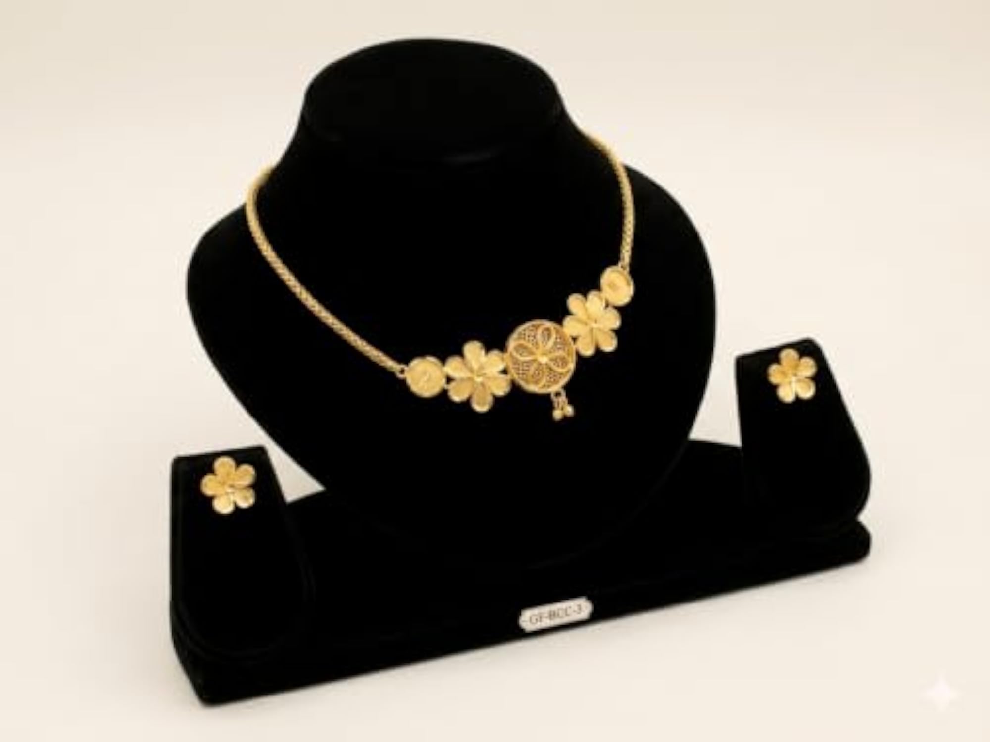 Women's Bengali Traditional Gold Plated Necklace and Earrings Set