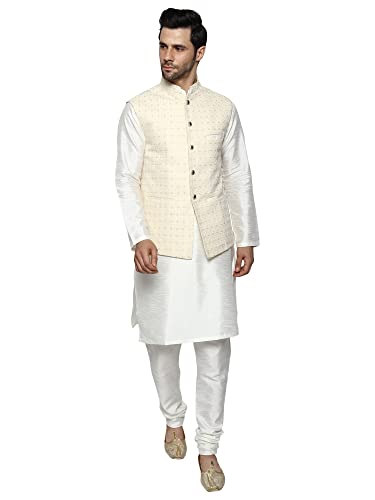 Image of Uri and MacKenzie Men's Silk Blend Kurta Pajama with Designer Ethnic Nehru Jacket /Modi Jacket