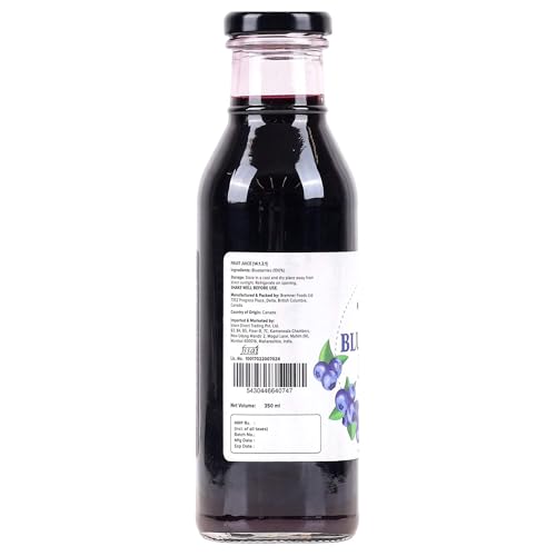 Image of Urban Platter Pure Canadian Blueberry Juice, 350ml (Unsweetened, Supports Brain, Heart, Immune Health, Antioxidant Powerhouse)
