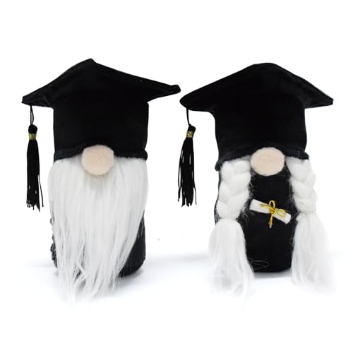 Vytina 2 Pcs Graduation Gift Gnomes Plush Decorations Classical Grad Gnome School Swedish Tomte Dwarf Doll Figurines For Tabletop Tiered Tray Graduation Decor cover