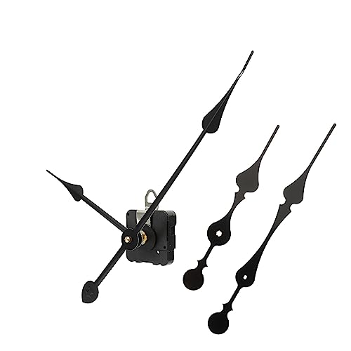 FUTUREORYY Kit de Movimiento de Reloj de Cuarzo DIY con Mecanismo Silencioso Manecillas Largas Negras Repuesto para Reparación y Sustitución de Relojes de Pared