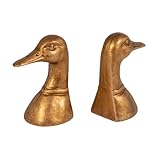 Creative Co-Op Decorative Distressed Cast Iron Duck Head Bookends, Gold