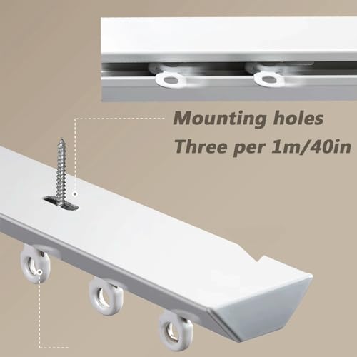 Riel de cortina resistente negro de 3,5m para techo y pared 3