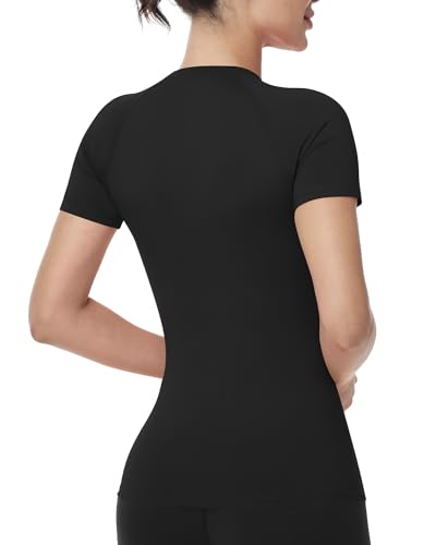 Runhit Compression Shirt Women Short Sleeve Workout Tops Athletic Gym Moisture Wicking T-Shirt Running Yoga Base Layer3