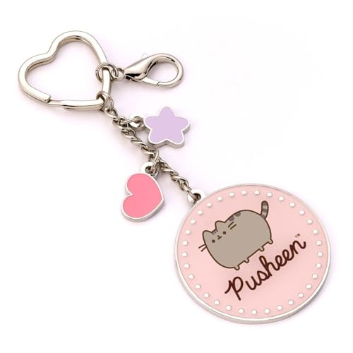 Image of Pusheen the Cat Pink Name Keyring with Mini Charms