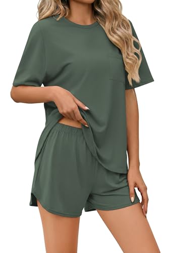 Ekouaer Bamboo Viscose Short-Sleeve Pajama Set