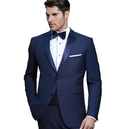 IKE Behar Navy Two Button Notch Lapel Tuxedo