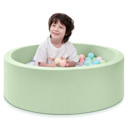 Image of SHJADE Foam Ball Pit, 35.4 inchx 11.8 inch Ball Pits for Toddlers-Green | Soft Memory Sponge Round Playpen Ball Pool for Kids, Ideal Gift for Babies, Indoor and Outdoor Game, Balls not Included