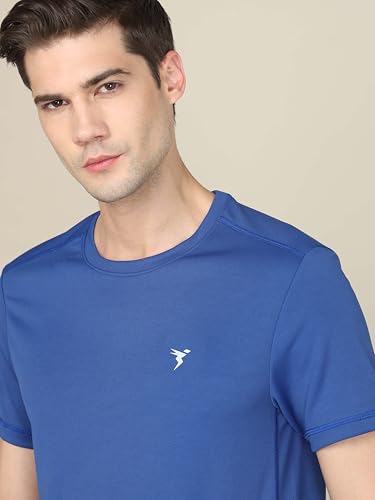 Image of TECHNOSPORT Men's 100% Polyester Slim Fit Solid Short Sleeve T-Shirt for Gym, Workout, Sports and Regular Use - Pack of 2