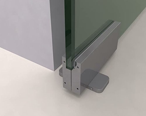 NHN Hydraulic Self Closing Pivot Door Closer (Non Hold Open) for Glass Door + Top Patch + Top Pivot, No Floor Digging, Polished Stainless Steel