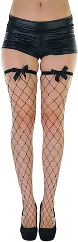 Image of ToBeInStyle Women's Fine Classic Fishnet Thigh High Stretch Nylon Novelty Stockings