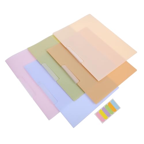 Operitacx Carpetas De Plástico Con Clip Oscilante Tamaño A4 Set De 5 Unidades Colores Pastel Pp Resistente Uso Escolar y Oficina Acceso Lateral Rápido