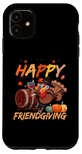 Carcasa para iPhone 11 Happy Friendsgiving Turquía Amigos Dando Acción de Gracias