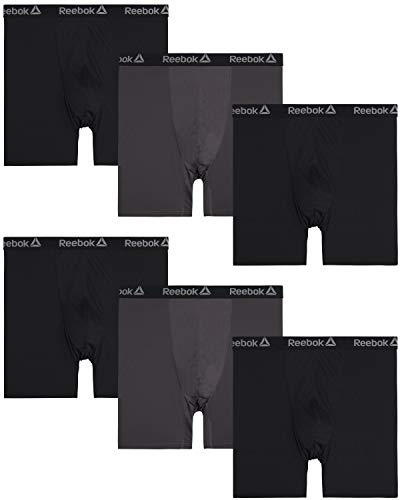 Reebok Men's Big and Tall Athletic Performance Boxer Briefs (3 Pack), Black/Charcoal/Black, Size
