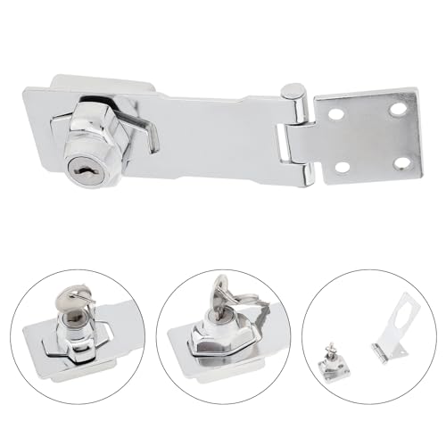 Image of 2 Packs Keyed Hasp Locks, 4 Inch Twist Lock Key Locking Hasp, Cabinet Locks with Keys and Screws, Stainless Steel Safety Hasp Lock Latch Padlock for Small Doors, Drawers, Silver