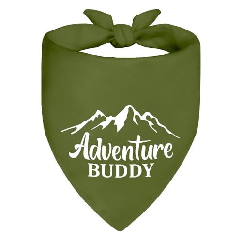 ZBBFSCSB Adventure Buddy Green Dog Bandana, Funny Puppy Scarf Photo Prop for Explore Outdoor Adventure Hiking Camping Mountain, Unique Gifts for Pup Lover, for Ranger, Dog Scouts Bandana