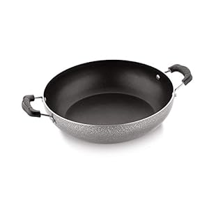 Perfect Aluminium Non-Stick Kadai (Black, 220MM)