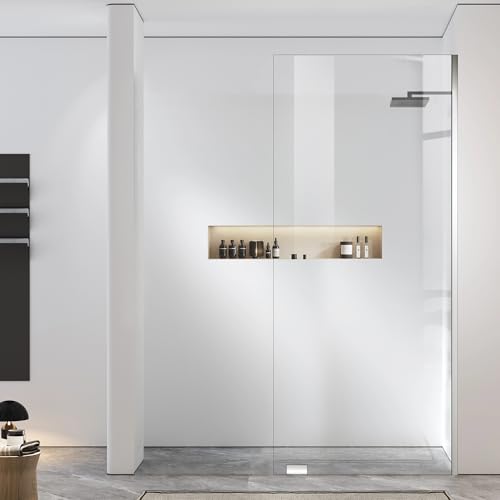 Image of 32 inchx78 inch Fixed Glass Shower Panel, 5 /16 inch Bathroom Shower Doors Chrome Silver