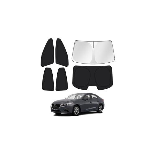 Image of Canvcle Window Shades for 2014-2018 Mazda 3 Mazda3 Sedan (Not Hatchback) Accessories Windshield Sun Shade Side Rear Window Covers Sunshade Sun Visor Shield Privacy Protection for Camping Black 6PCS