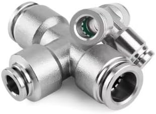 S304 3-Way Pneumatic Tee Fittings 4-16mm Quick Insert Gas Pipe Connectors for PE Tubing(8x8mm 37g)
