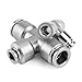 1pc Industrial 3-Way PE Pipe Connectors S304 Tee Joints for 4-16mm Tubes - Quick Insertion devise for Pneumatic Systems(12x12mm)