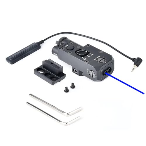 Metal CQL-1 Box Aiming Laser Sight Indicator, with Blue Laser & IR Laser & Side M300 M600 Flashlight Mount & Modular Remote Pressure Switch, Black