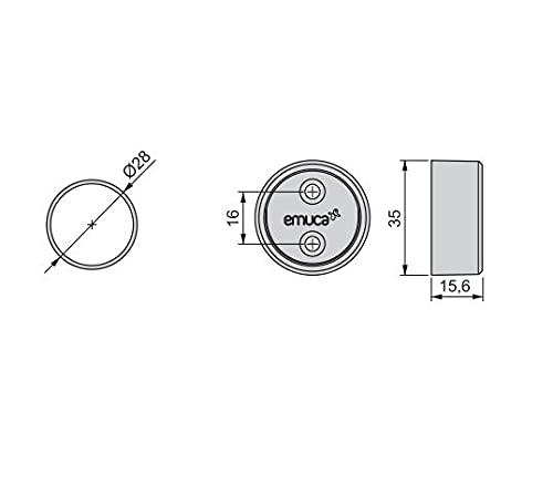 Emuca - Kit Tubo Per Armadio Rotondo Ø28, 750Mm, Verniciato Nero, Alluminio E Zama, Lotto Di 2 - 2