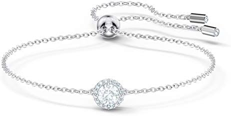 Swarovski Angelic Bracelet with Clear Crystals on a Rhodium Plated Chain with a Bolo Style Adjustable Closure