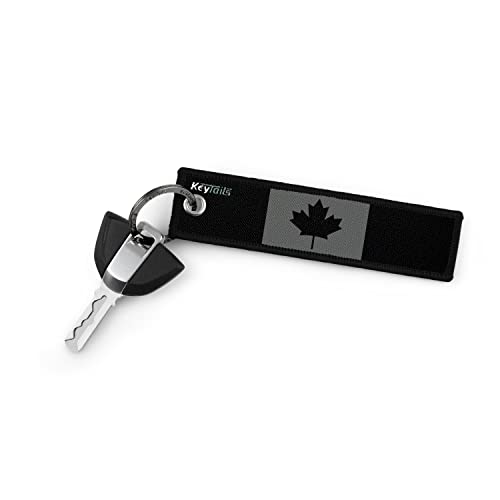 Image of KEYTAILS Keychains, Premium Quality Canada Flag Blackout Key Tag for Auto, Motorcycle, UTV