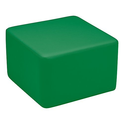 Image of Sprogs 12 inch H Structured Cube Stool -Flexible Modular Collaborative Soft Seating for Office, Home, Lounge and School Classrooms with Durable Frame & Set of 6 inch Legs Add-on -Green