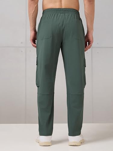 Image of TECHNOSPORT Men's Regular Fit Active Out Cargo Track Pants with UPF50+, Quick Dry for Gym, Sports & Regular Use