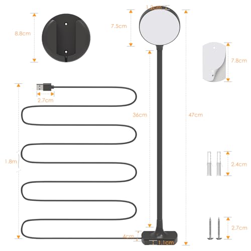 ENUOTEK Flexible LED Wall Mounted Reading Light, USB Powered Black LED Bedroom Reading Lamp, 100%-70%-35%-15% 4 Levels Dimmable and 5000K- 4000K- 3000K 3 Levels Adjustable Lighting Colors - Cosy Home Interiors ENUOTEK Flexible LED Wall Mounted Reading Light, USB Powered Black LED Bedroom Reading Lamp, 100%-70%-35%-15% 4 Levels Dimmable and 5000K- 4000K- 3000K 3 Levels Adjustable Lighting Colors - Image 7