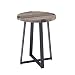 WE Furniture Rustic Farmhouse Round Metal Side End Accent Table Living Room, 18 Inch, Grey