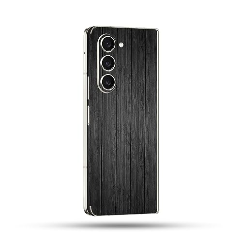 MightySkins Skin Compatible with Samsung Galaxy Z Fold 5 Full Wrap - Black Wood | Protective, Durable, and Unique Vinyl Decal wrap Cover | Easy to Apply, Remove, and Change Styles | Made in The USA