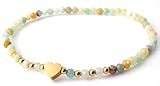 Hochwertiges Material: Der goldfarbende Herzanhänger aus Edelstahl verleiht dem Armband einen Hauch von Luxus und Charme. Das Armband ist flexibel und robust, dank des Strecharmbands mit einem inneren Durchmesser von 16,5 cm, das sich leicht an Handgelenke mit einem Umfang von 15,5 bis 16,5 cm anpasst.