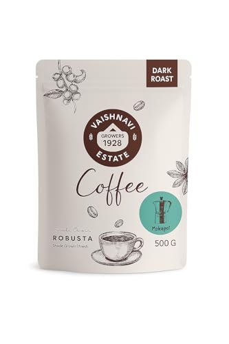 Image of Vaishnavi Estate's Dark Roast Robusta Coffee | Single Origin | Shade Grown | Freshly Roasted & Ground | Moka Pot - 500g, Pack Of 1