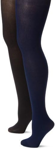 MUSIC LEGS Women's 2 Pack Opaque Solid Tights Plus Size