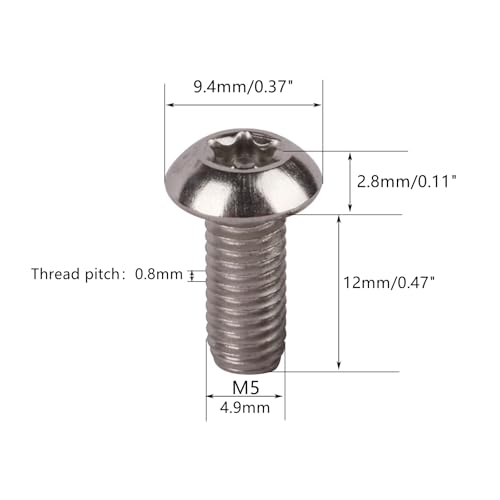 Image of 12PCS 304 Stainless Steel Bolts Torx with Column M5x10 12mm Bicycle Disc Brake Cycle Rotor Water Bottle Cage Screws (M5x12mm)